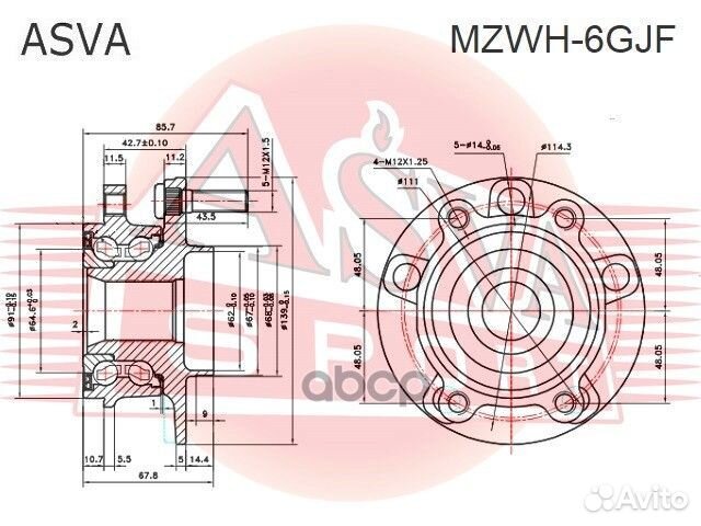 Ступица передняя mzwh-6GJF asva