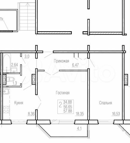 Новокузнецк планировка квартир 2-к квартира, 57.8 м², 2/5 эт. на продажу в Новокузнецке Купить квартиру Авито