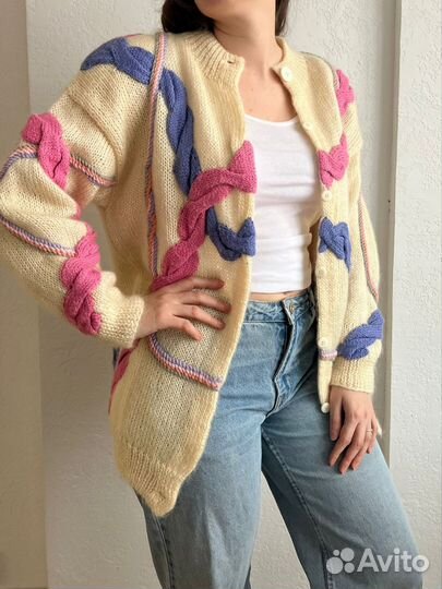 Винтажный кардиган 1980е вязаный шерсть Magnolia