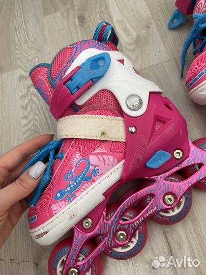 Роликовые коньки 30-33 шлем+полный комплект защиты