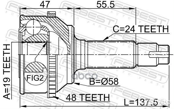 ШРУС наружный 19x58x24 (toyota yaris NCP1#/NLP1