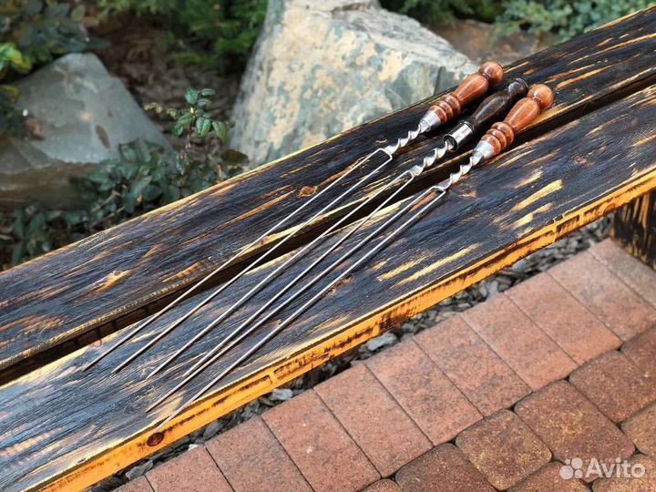 Шампур с деревянной ручкой двойные и тд