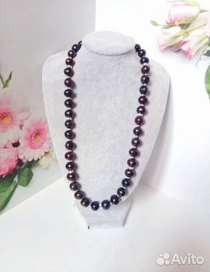 Бусы из натурального чёрного жемчуга