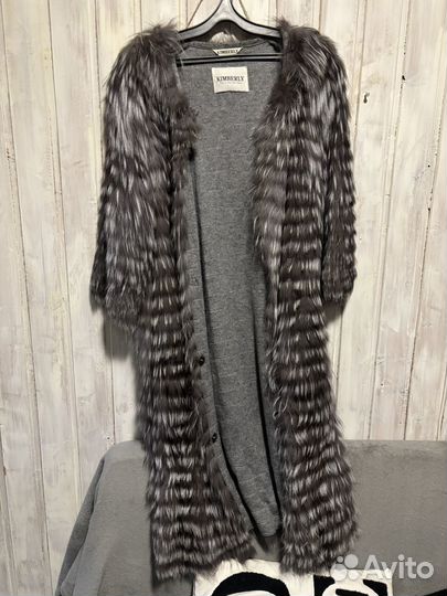 Шуба на трикотаже из чернобурки