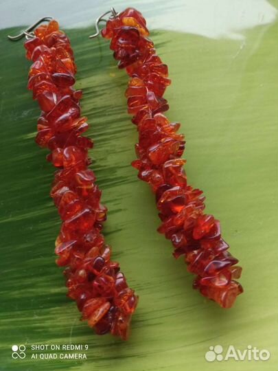 Серьги винтажные. Янтарь СССР