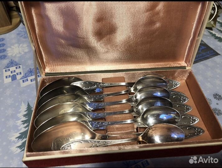 Мельхиоровые ложки. Набор 12 предметоа