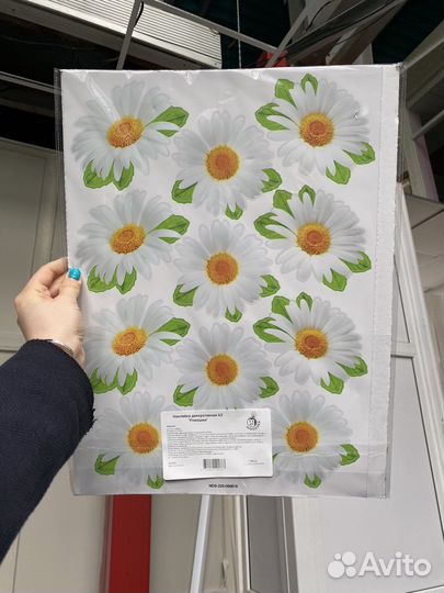 Наклейка для мебели цветы на прозрачной основе