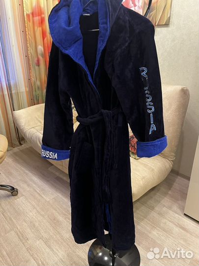 Мужской махровый халат с капюшоном размер 52-54