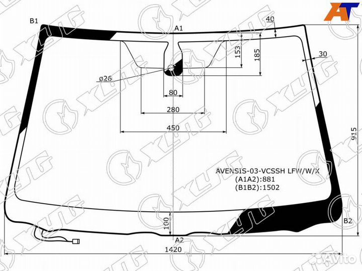Лобовое стекло на Toyota Avensis 2 03-09г