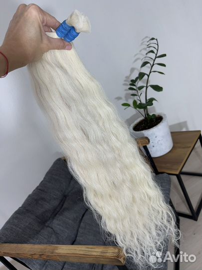 Срез волос волна, блонд 65-75 см