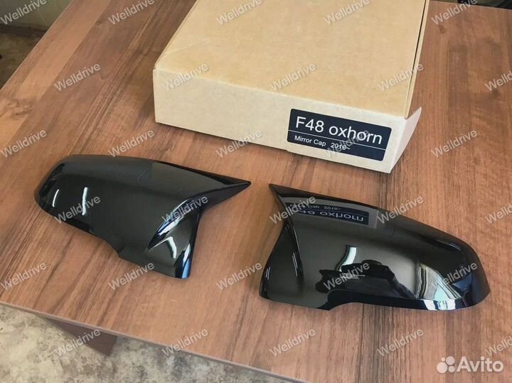 Накладки на зеркала BMW F48 М стиль черный глянец