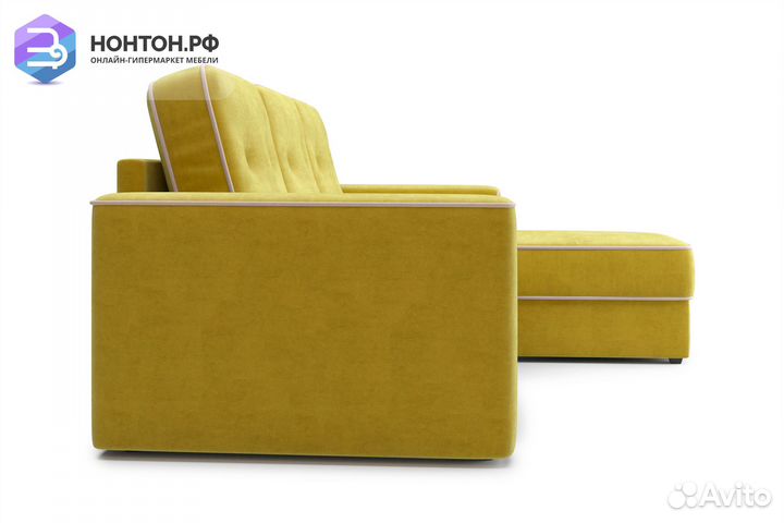 Диван угловой дельфин Берген горчичный