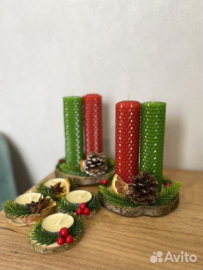 Подсвечник ручной работы, свечи ручной работы