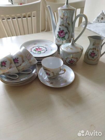 Чайно кофейный сервиз роза, гдр