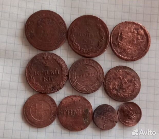 Монеты Российской Империи 1,2,3 копейки. Денга1731