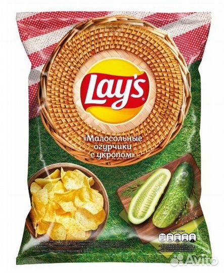 Чипсы lays малосольные огурчики 125г