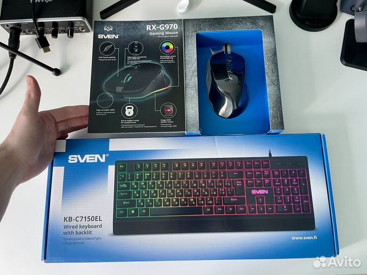 Клавиатура и мышь Sven (комплект новый)