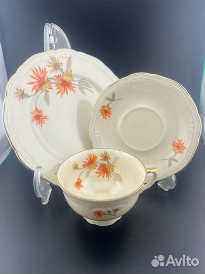 Чайное трио фарфор Wallendorf цвет Айвори