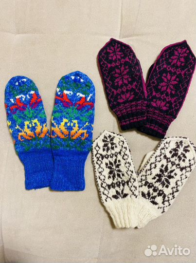 Варежки вязаные ручной работы