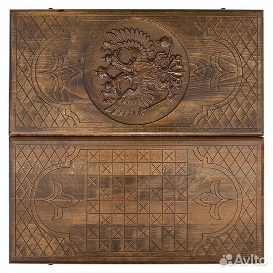 Нарды и шашки резные Герб России 62 х 64 см бук Армения 62696