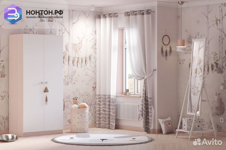 Шкаф двухдверный Polini kids Simple дуб пастельный