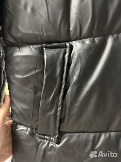 Женский кожаный пуховик 46-48