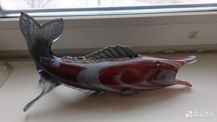 Ваза Рыба СССР цветное стекло винтаж