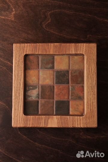 Подсвечники для больших свечей из дерева и мозаики