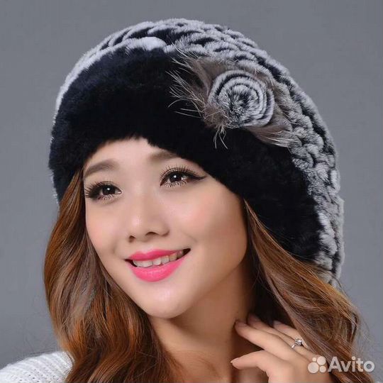 Берет из натурального меха кролика