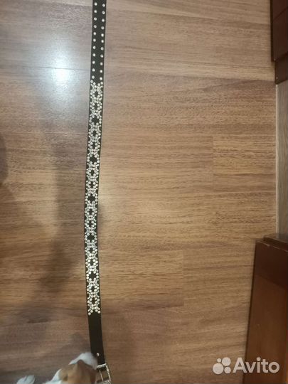 Ремень со стразами из замши женский