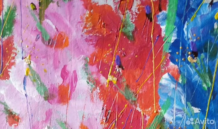 Картина гладиолусы, гранат. букет сирени