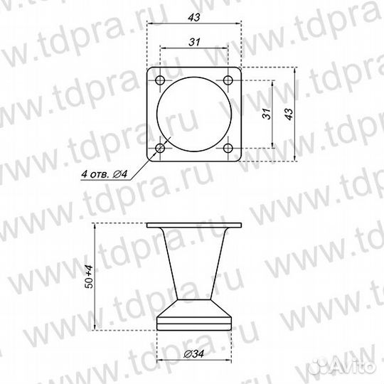 Опора регулируемая мет К5-17 5см сатен