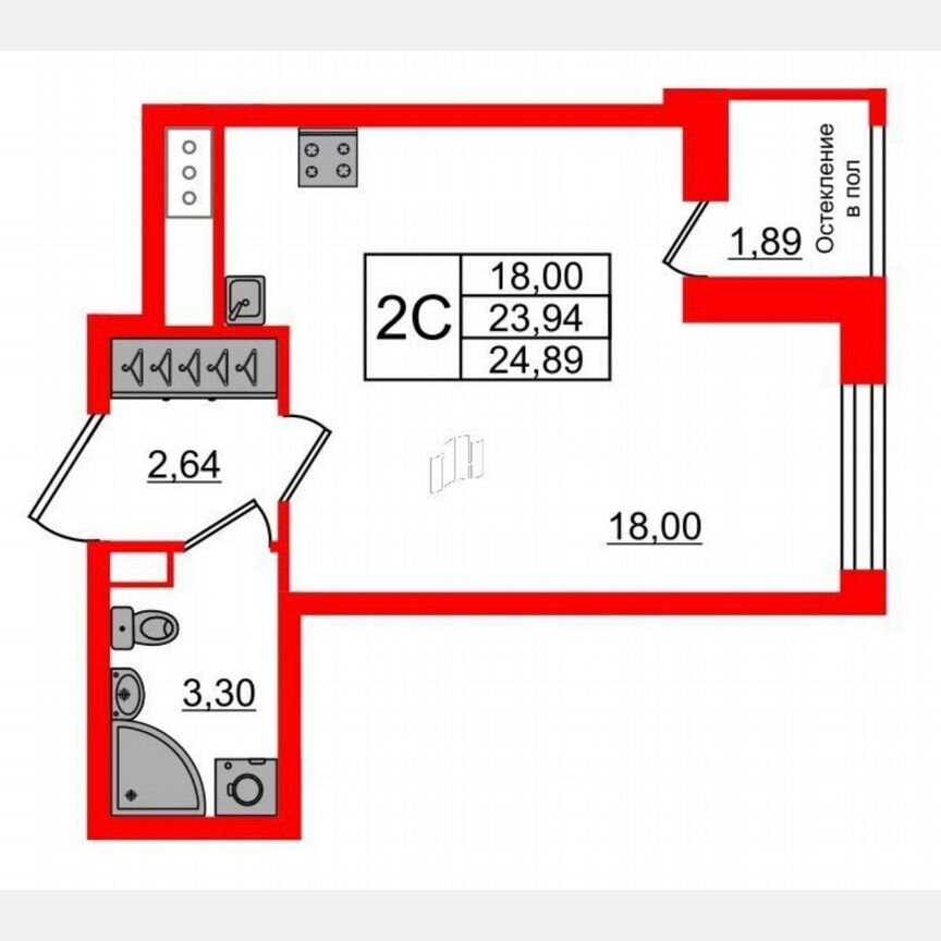 Квартира-студия, 25 м², 11/12 эт.