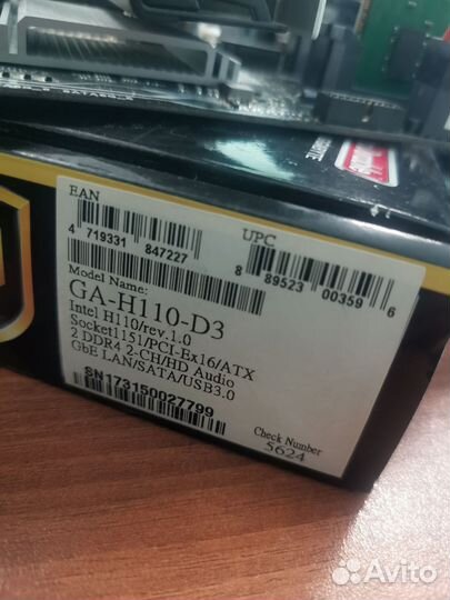 Материнская плата gigabyte h110 + проц celeron