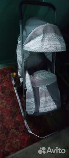 Санки коляска с большими колесами