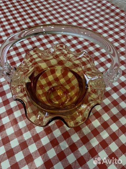 Ваза конфетница из цветного стекла СССР