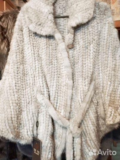 Пончо из вязаной норки