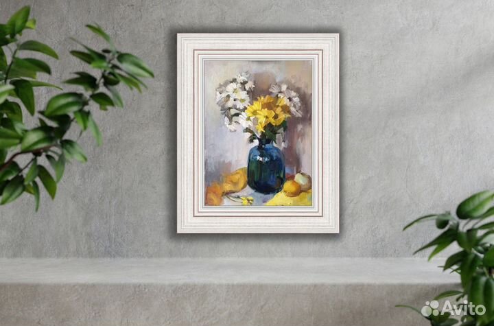 Цветы маслом на холсте, цветы. Картина в интерьер