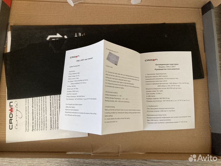 Охлаждающая подставка для ноутбука crown новая