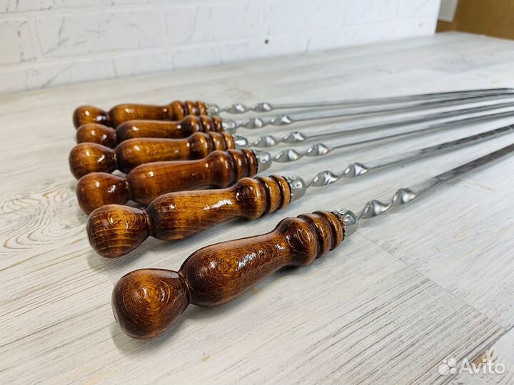 14*50 Шампур с деревянной ручкой из нерж