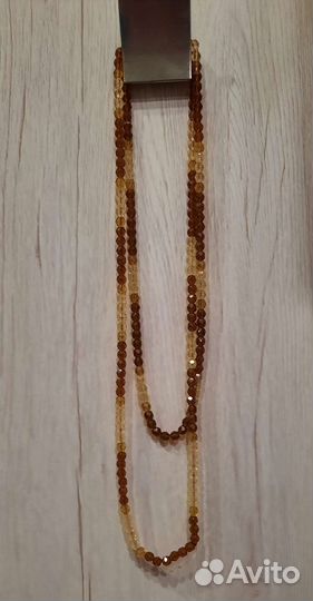 Бусы чешский и брошь СССР