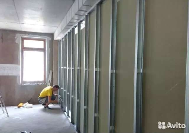 Монтаж гкл перегородок, стены, короба, сан.узлы