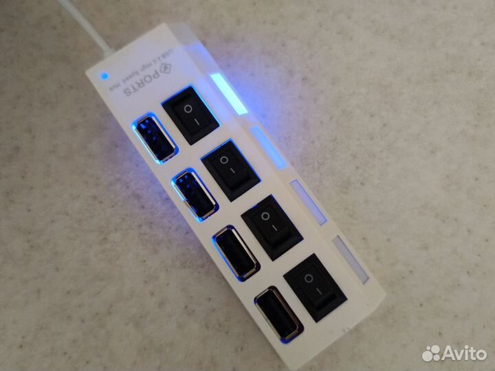 USB Hub 2.0 с выключателями на 4 порта с кабелем 4