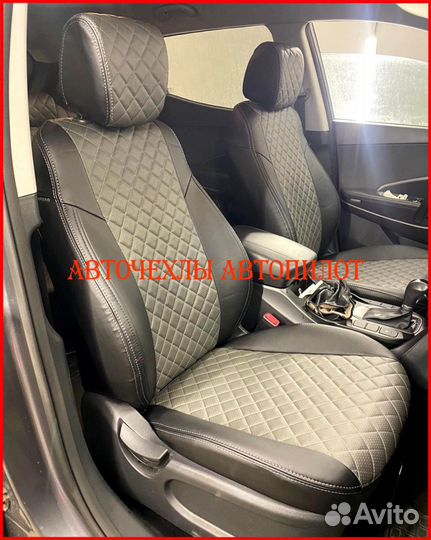 Чехлы Автопилот Hyundai i40 из экокожи чёрно-серые