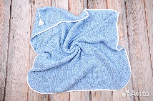 Вязаный конверт, голубой новый