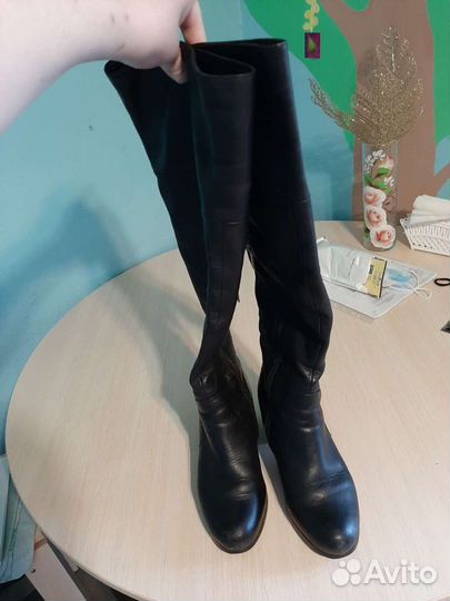 Сапоги зимние ботфорты кожаные женские 40 размер
