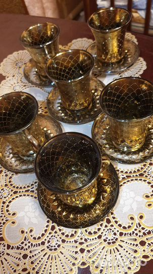 Чайно кофейный сервиз стекло