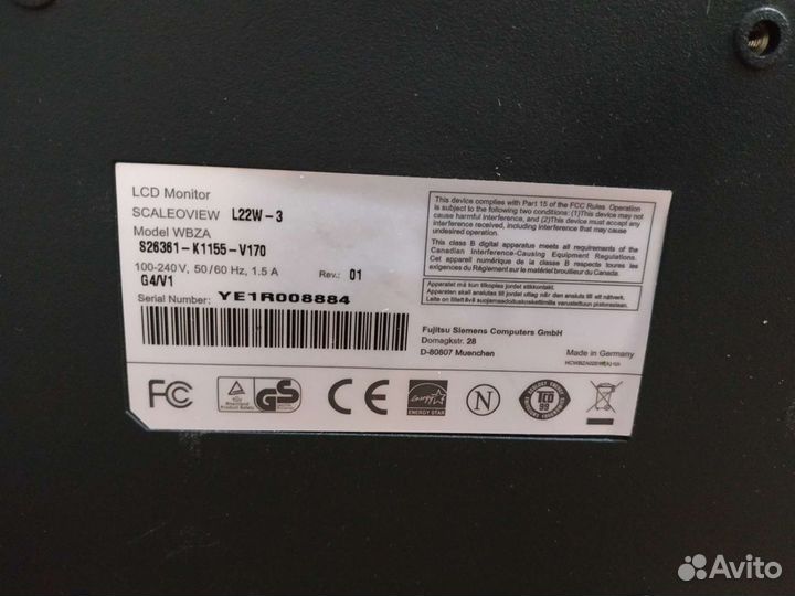 Монитор Fujitsu-Siemens L22W-7SD 22 дюйма, две шту