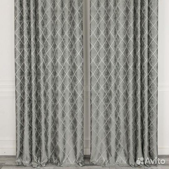 Шторы жаккард Леман Стальной готовые и на заказ