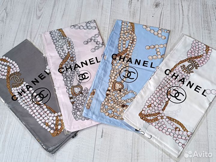 Платок Chanel Голубой Шелковый 8 цветов 90*90